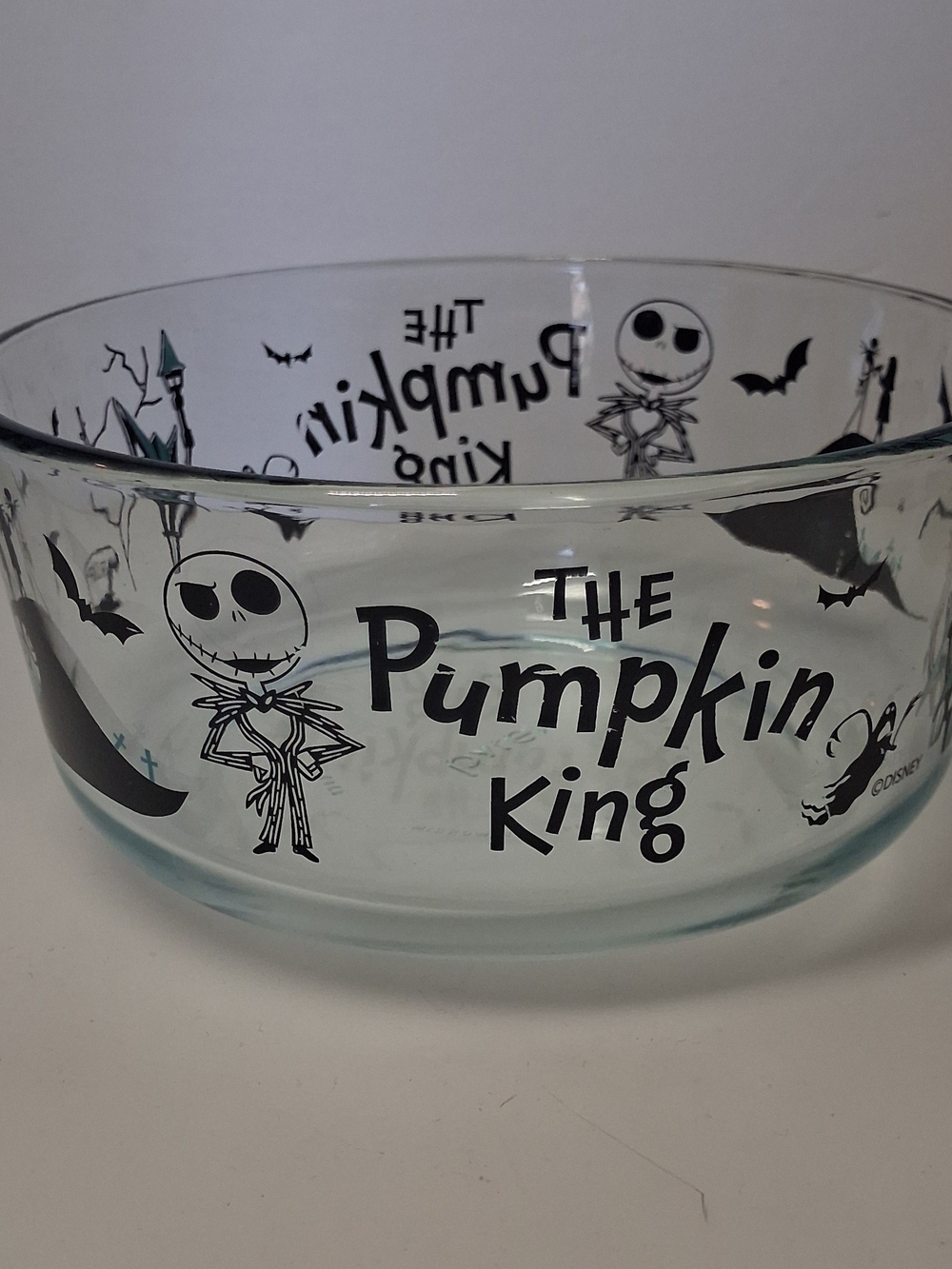 The Pumpkin King Glass Serving Bowl - Black and Clear Made In USA Pre-owned